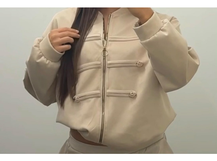 Veste zippée détails brandebourgs