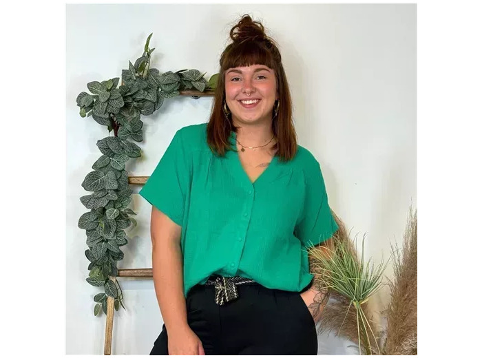 L058- Chemise Maëlle coton (T40-T48) (vert brésil)