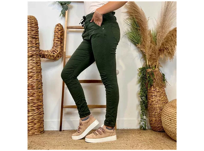 P070- Jean Melly.and.Co Taille élastiquée (Xs-Xl) (vert sapin)