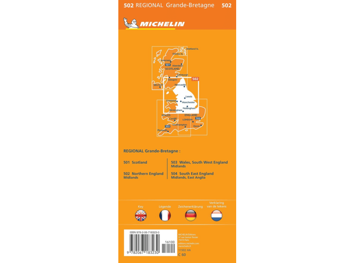 CARTE REGIONALE ANGLETERRE NORD, MIDLANDS