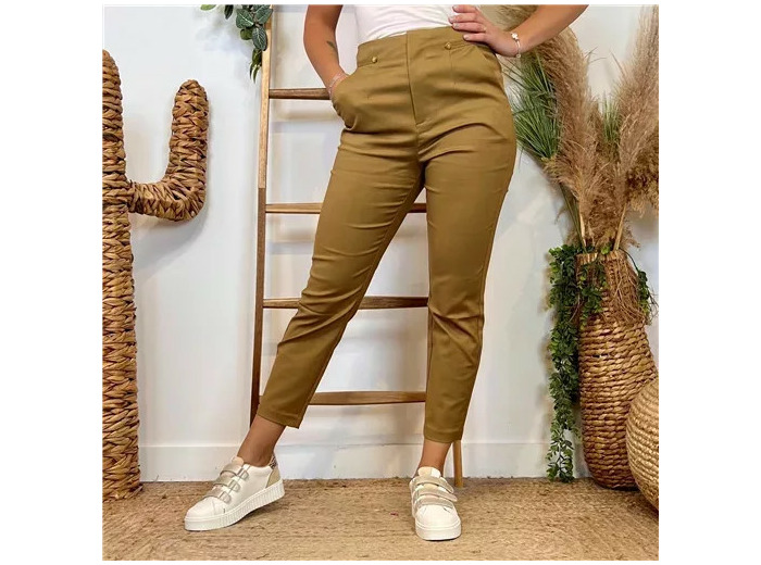 L748- Pantalon Tailleur Taille Haute (T36-T40) (camel)