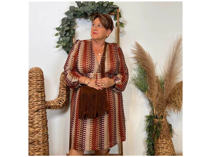 K085- Robe Maëlle macramé (T40-T48) (marron)