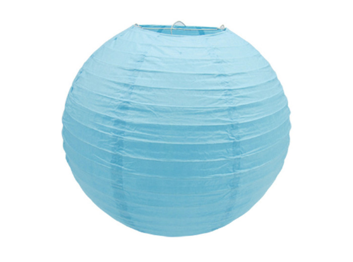 Lampion en papier de soir de 20 cm de diametre bleu ciel
