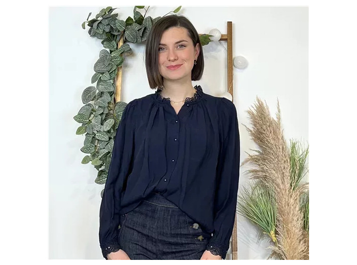 K572- Chemise Y'Coo "Bohême-Chic" (T34-T40) (marine)