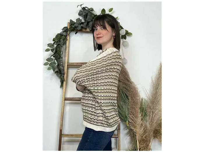 K101- Pull rayé Lurex (Tu) 🇮🇹 (marron)