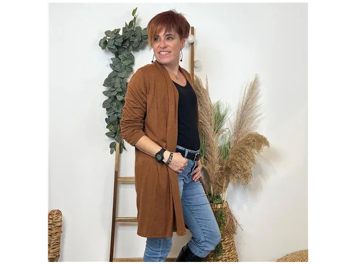 L383- Gilet mi-long (Tu) (marron)