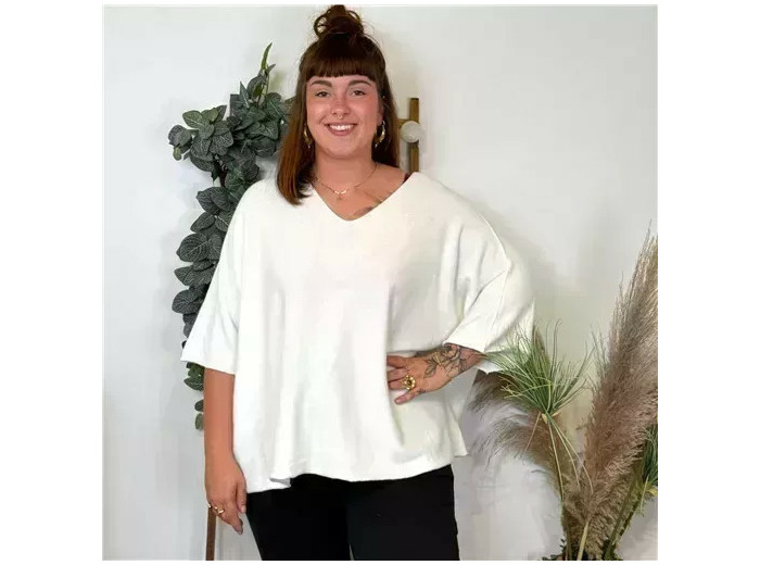 K361- Pull loose Crop-Top (Gt) 🇮🇹 (blanc)