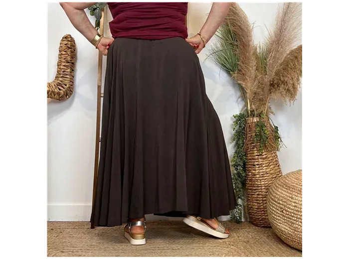 Z978- Jupe Fluide élastiquée 🇮🇹 (marron)