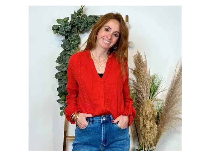 K738- Blouse unie coton (T36-T40) (rouille)