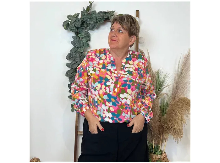 K844- Blouse Christy «Bulles» (T44-T52) (fuchsia)
