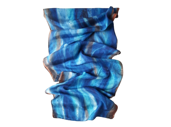 Foulard en soie -Vagues - peint main