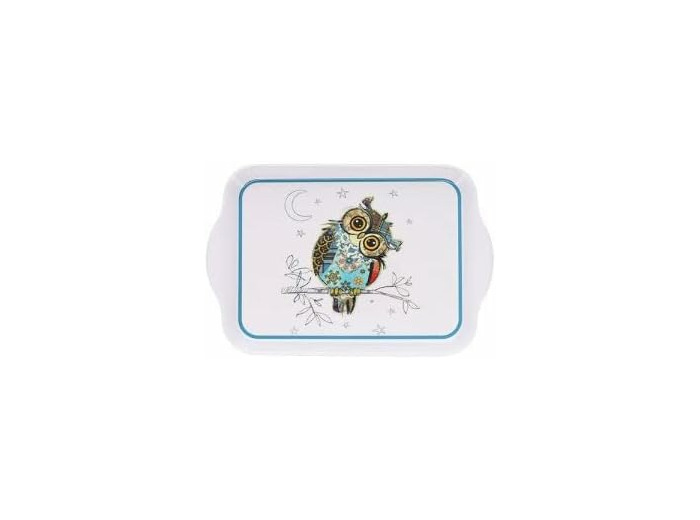 KIUB Mini Plateau avec des animaux - motif Chouette - mélamine de qualité - Taille Mini 14 * 21 CM