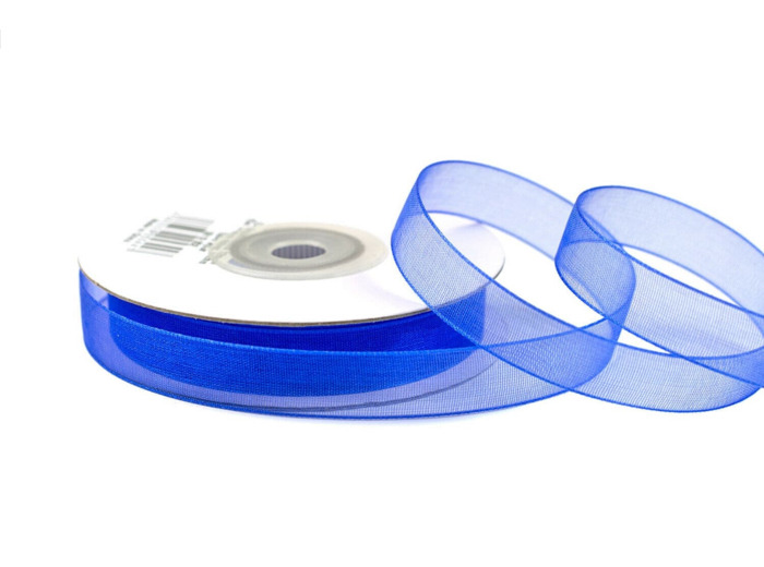 Ruban organza 12 mm de large bobine de 25 metres de long bleu roi ref 352