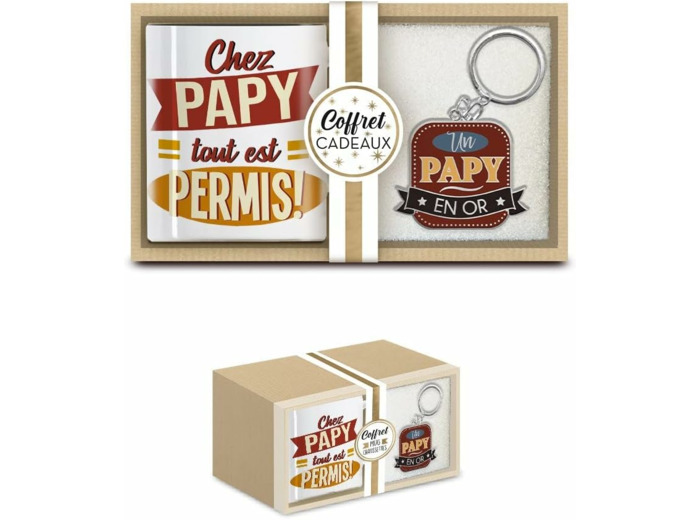 STC coffret mug et porte clés "Papy"