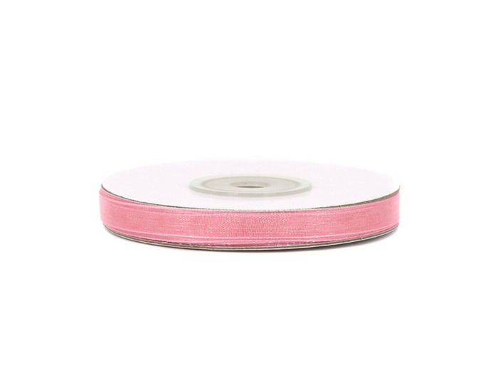 Ruban organza 6 mm de large bobine de 25 metres de long vieux rose ref 158