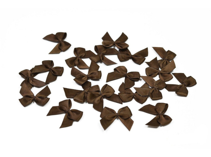 sachet de 20 nœuds en satin de belle qualite marron 850