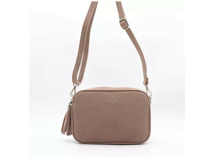 P397- Sac Zippé Pompon aspect Daim Flora & Co (taupe)