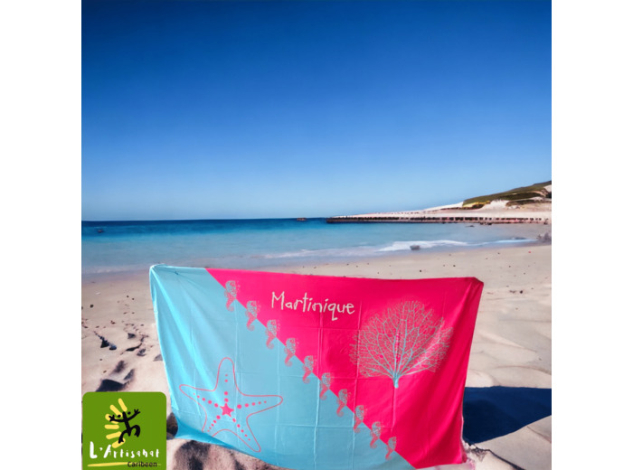 PAREO MARTINIQUE BLEU ROSE