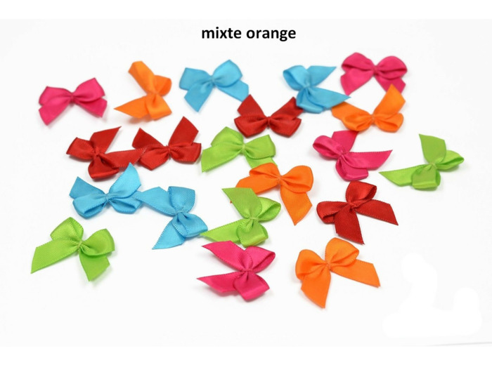 sachet de 20 nœuds en satin de belle qualite mixte orange