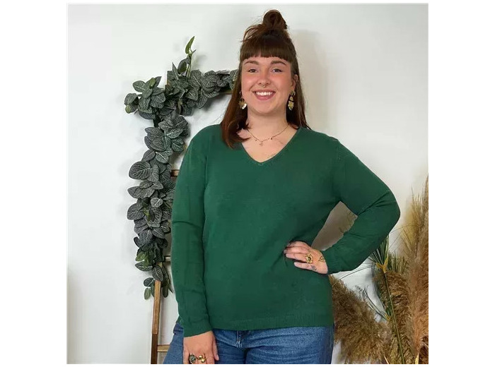 Y250- Pull Laine Cachemire "Tricotonic" (les T44&48) (vert sapin)