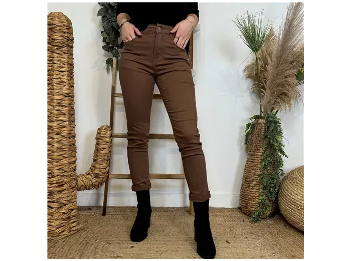 O546- Jean 7/8ème Voggo T36 T44 (taupe)