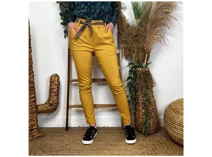L805- Chino Ceinture Stretch (T36-T44) 🇮🇹 (moutarde)