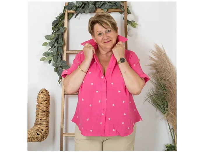 K169- Chemise coton By One (T40-T48) ❤️‍🔥 (fuchsia)