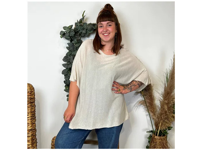 K861- Pull fin "Jolies Formes" (beige)