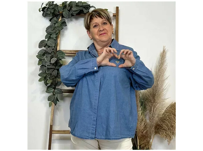 K470- Chemise coton « By One » (T40-T48) (bleu jeans)