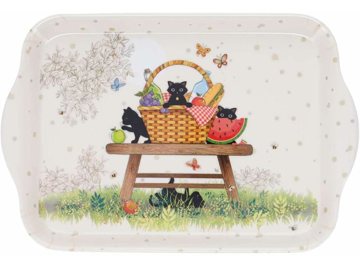 Kiub - Petit Plateau en mélamine Bug Art Chatons Pic nic 21x14 cm - KIUB