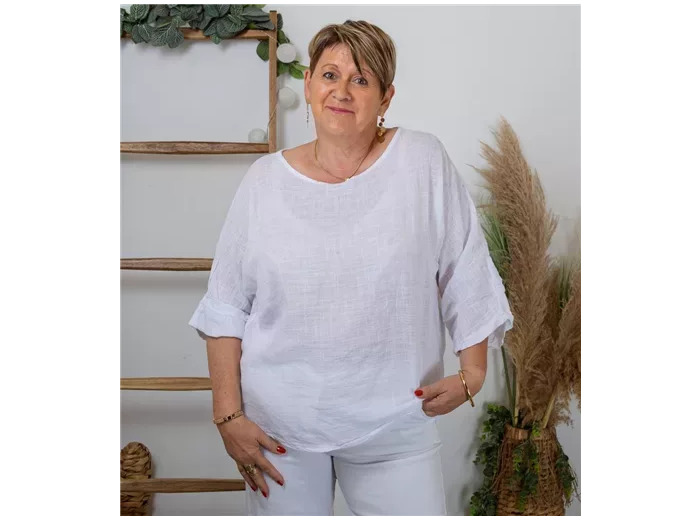 K759- Tunique 100% coton (Tu) (blanc)