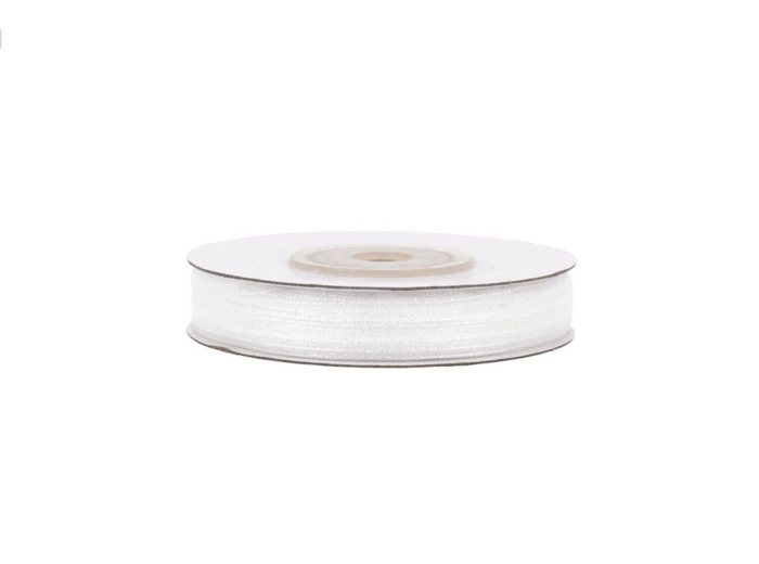Ruban organza 3mm de large bobine de 50 metres de long blanc 029
