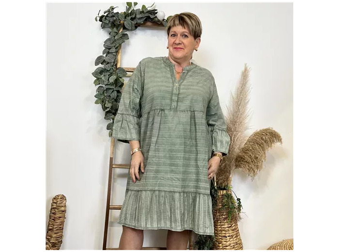 K507- Robe coton délavé C'Mélodie (kaki)