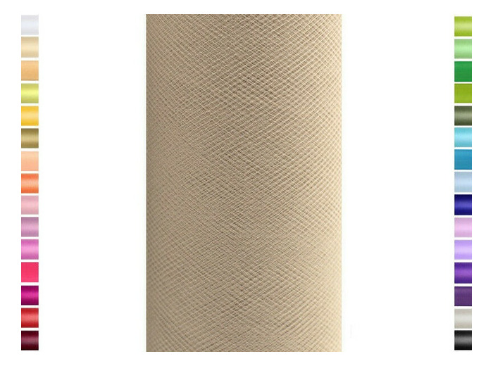 Tulle fin et souple colori Taupe de 15 cm de large et 9 m de long vendu en rouleau