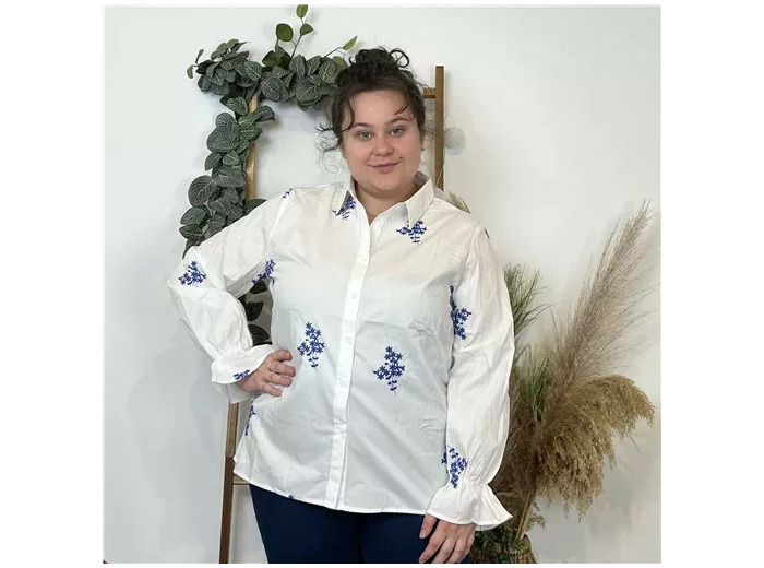 K527- Chemise brodée By One (T40-T48) (blanc)