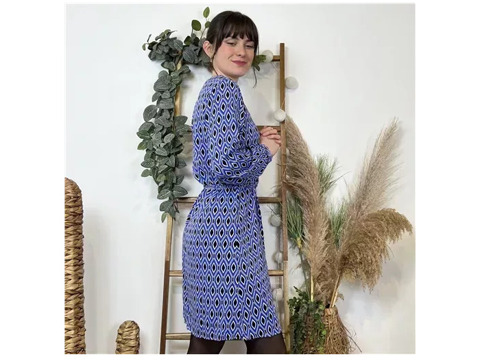 K591- Robe Akoz Losanges (T36-T42) (bleu royal)