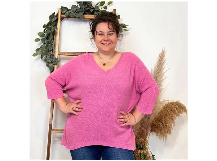 Z163- Pull Nid d'Abeille (Gt)  🇮🇹 (rose bébé)