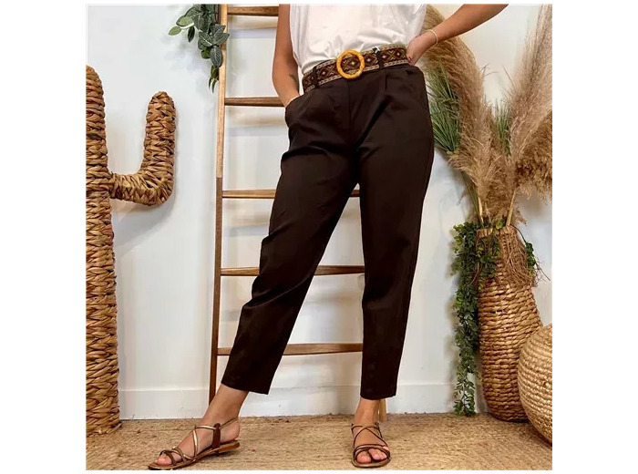 L750- Pantalon coupe fuseau (TU) 🇮🇹 (marron)