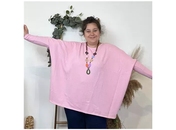 K533- Top Oversize uni (Gt) (rose poudré)