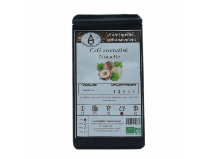 Café aromatisé noisette bio torréfaction artisanale 125g
