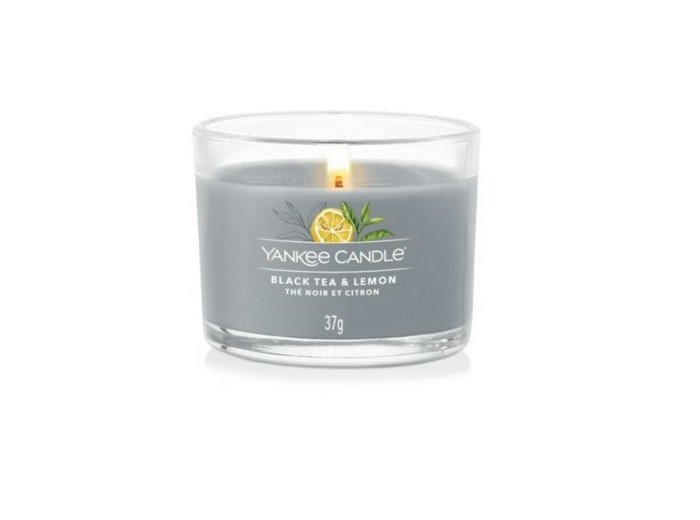 VOTIVE EN VERRE - THE NOIR ET CITRON