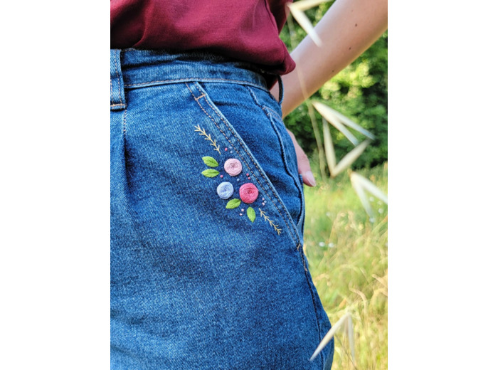 Premier Printemps - Kit broderie poche pantalon à broder