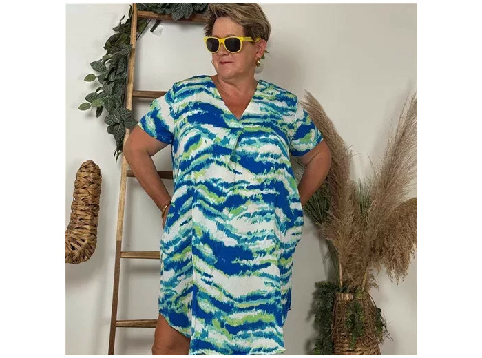 Z326- Robe Christy "Marbré" (T44-T52) (bleu royal)