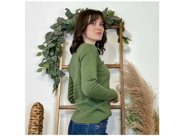 Y370- Pull Épais sans laine «Voggo» (T36-T48) (kaki)