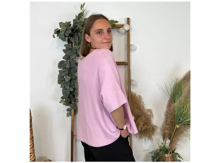 K545- Pull loose Crop-Top (Tu) (rose pâle)