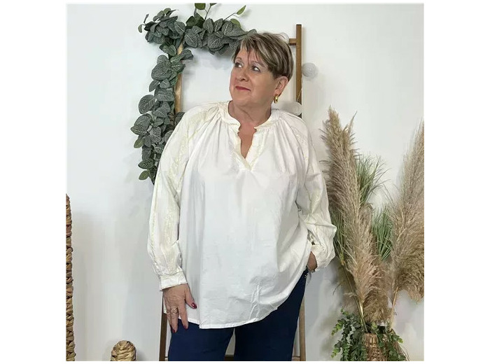 Z327- Blouse brodée coton (Gt) 🇮🇹 (blanc)