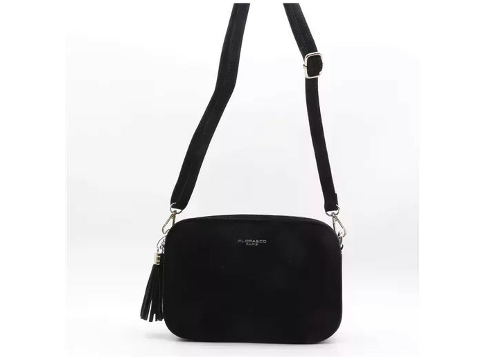 P387- Sac Zippé Pompon aspect Daim Flora & Co (noir)