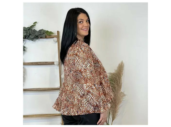 K040- Blouse By.One “Jolies Formes” (T40-T48) (marron)