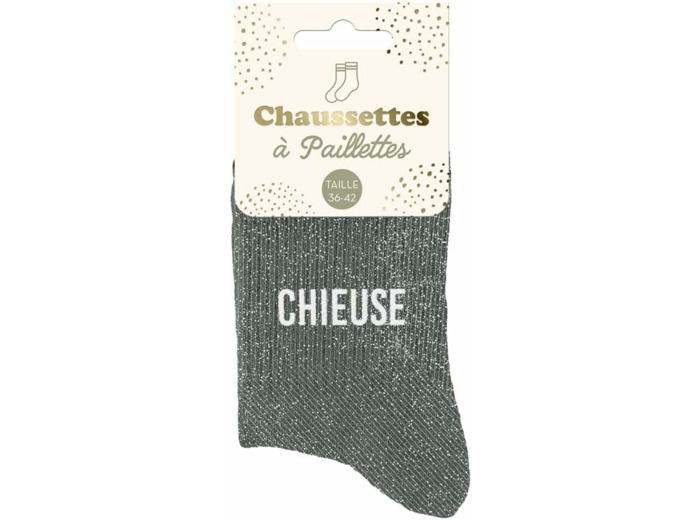 STC Chaussettes Paillettes Colorées Mot Fantaisie - Chieuse