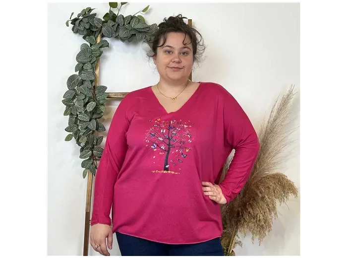 K823- Pull tunique "Arbre de vie" 🇮🇹 (fuchsia)